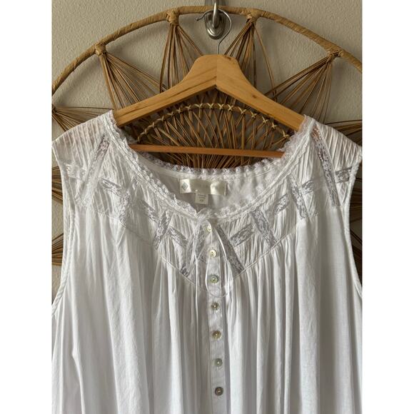 SOLD✨Eileen West Moonlight Sonata Long Cotton Nightgown White Cottagecore 4X - Picture 4 of 14